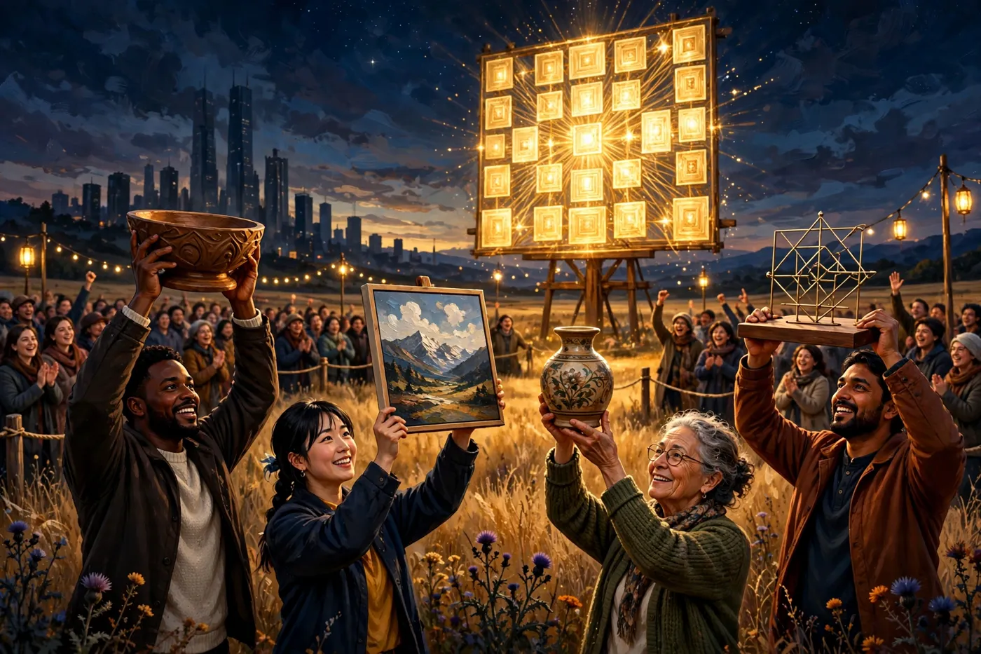 The arena of the commons, painterly illustration